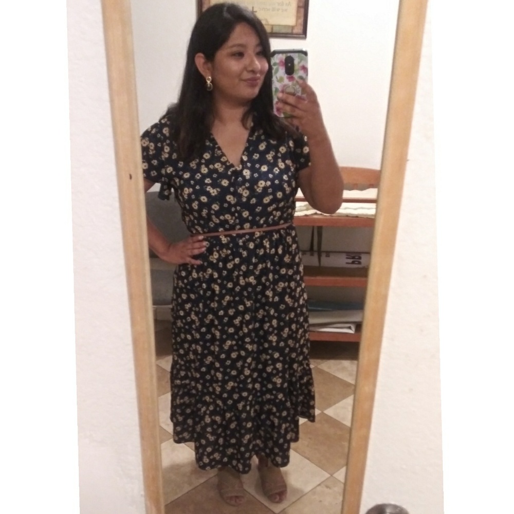 Floral maxi dress navy blue size Large